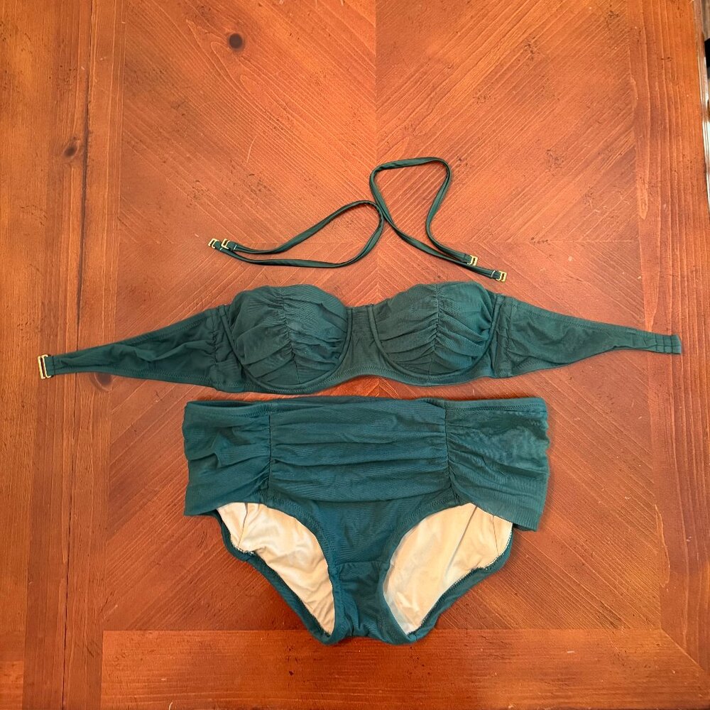 Dark Green J. Crew Bikini, Size 32 C & Small